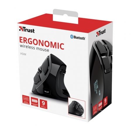 Trust Voxx Ratón Vertical Ergonómico Inalámbrico Bluetooth/2.4GHz Negro Trust Voxx Ratón Vertical Ergonómico Inalámbrico Bluetooth/2.4GHz Negro
